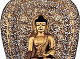 British Museum Top 20 Buddhism 08 Shakyamuni Gilt-bronze 8. Gilt-bronze figure of Shakyamuni � China, 1403-24 AD, 50cm high. This important image of the historical Buddha, Shakyamuni, displays the integration of Chinese and Tibetan Buddhist art in both its intricate design and metal-casting technique. It is one of the largest and most ornate Sino-Tibetan bronzes surviving from the early fifteenth century. The bronze is cast in three sections: the Buddha and the double lotus throne, the rectangular stepped base and the background mandorla, which is pierced with fire and floral scrolls. The figure's gesture indicates that Shakyamuni has just warded off temptation and gained peace and truth. Photo: http://www.britishmuseum.org.